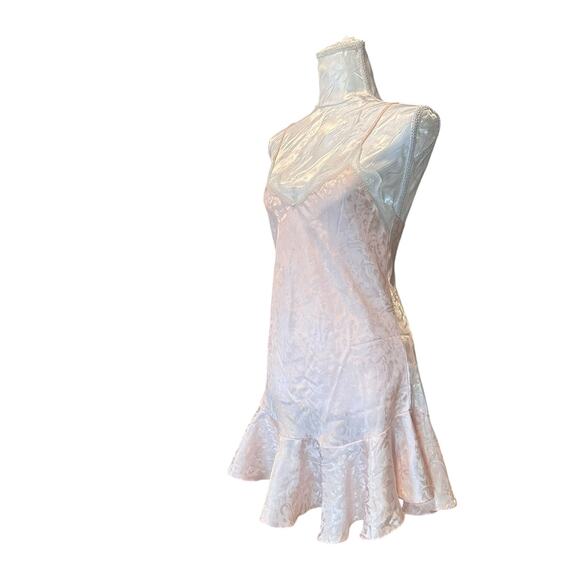 Vintage Satin Mermaid Slip Dress Light Pink Medium Floral Jacquard Y2K Romantic - Picture 16 of 16